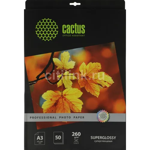 Фотобумага Cactus CS-MA414050ED, A4, для струйной печати, 50л, 140г/м2, белый, покрытие матовое