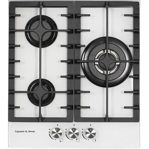 Газовая варочная панель ZIGMUND & SHTAIN SlimLine M 23.4 W, 3 конфорки, закаленное стекло, белый