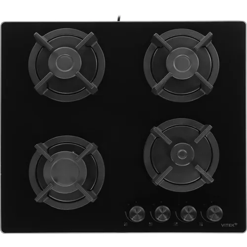 Газовая варочная панель Vitek VGH 6450 BG, 4 конфорки, закаленное стекло, черный