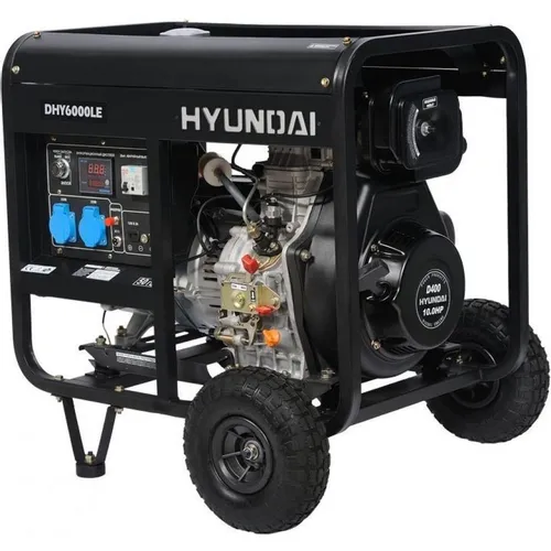 Дизельный генератор Hyundai DHY 6000LE, 220/12 В, 5.5кВт, на колёсах с АКБ