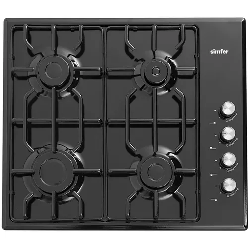 Газовая варочная панель Simfer H60Q40B471, 4 конфорки, эмалированная сталь, черный