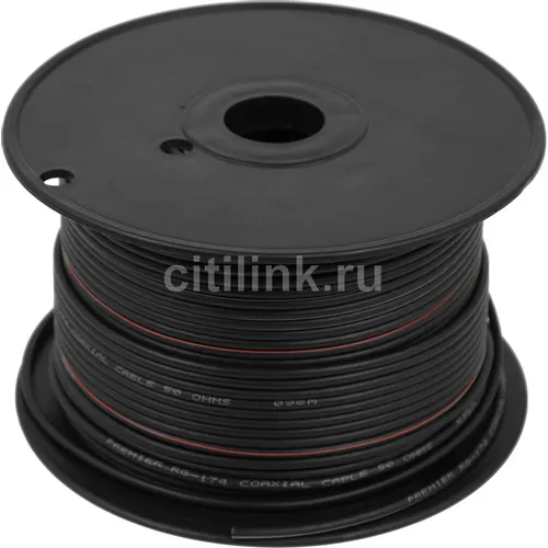 Кабель PREMIER RG-174/U BC BK, 50Ом, медный, 100м, черный [20-100 100]