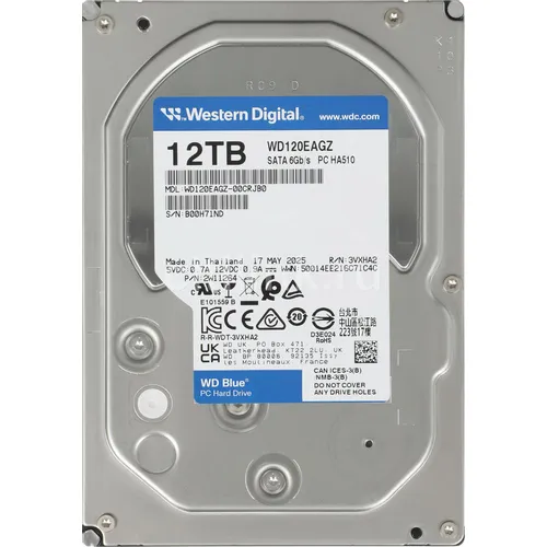 Жесткий диск WD Blue WD120EAGZ, 12ТБ, HDD, SATA III, 3.5"