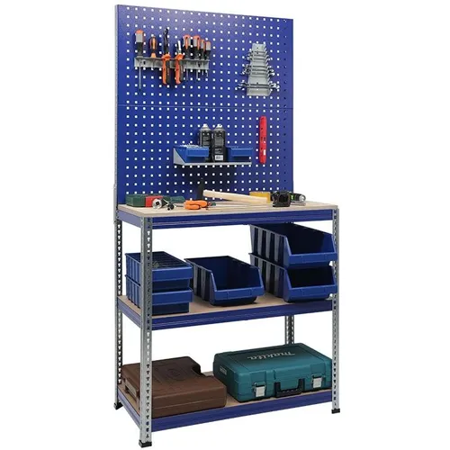 Верстак ПРАКТИК Garage Set 3 металл, 1500x1000x500мм синий/серый [s30399501746]