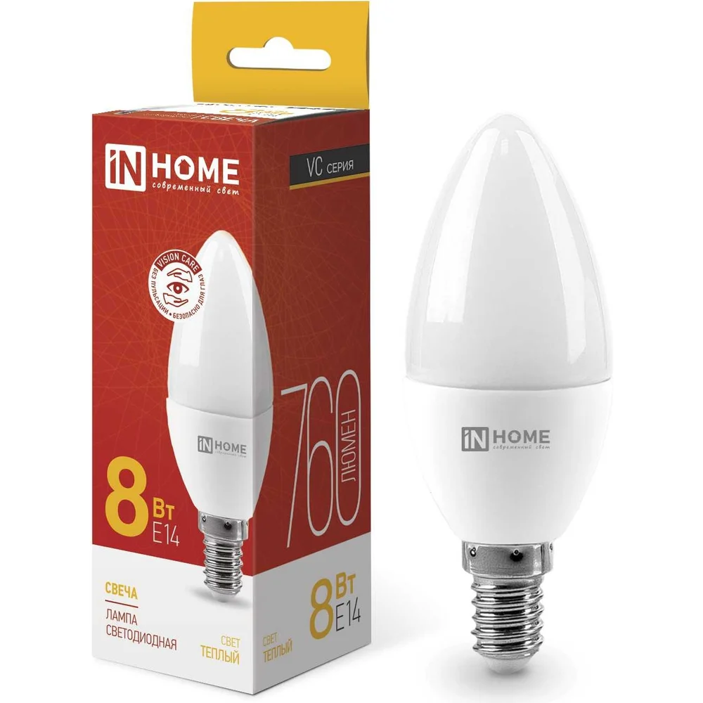 Светодиодная лампа IN HOME LED-СВЕЧА-VC 4690612020426