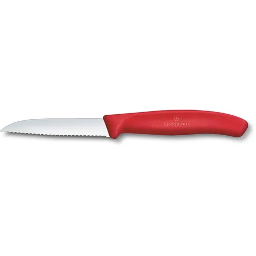 Нож кухонный Victorinox Swiss Classic, универсальный, для овощей, 80мм, заточка серрейтор, стальной, красный [6.7431.c1]