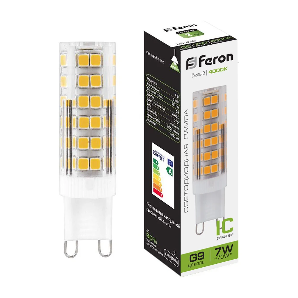 Светодиодная лампа FERON LB-433 7W 230V G9 4000K 25767