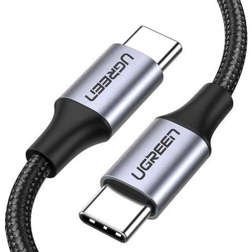 Кабель UGREEN US261, USB Type-C (m) - USB Type-C (m), 1м, 3A, черный / серый [50150]