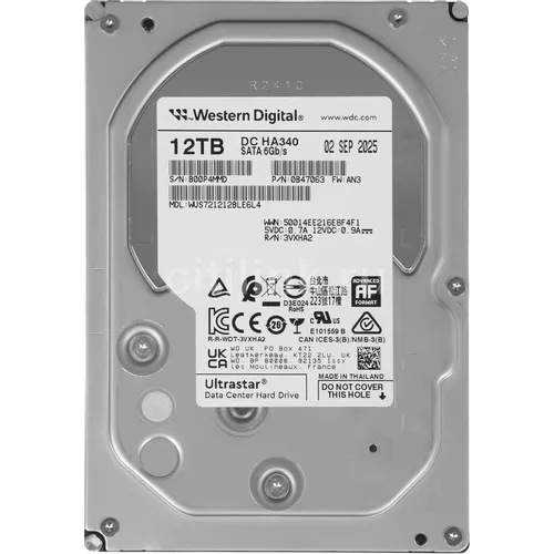 Жесткий диск WD Ultrastar DC HC340 WUS721212BLE6L4, 12ТБ, HDD, SATA III, 3.5" [0b47063]