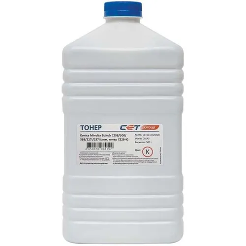 Тонер CET CE28-K, для KONICA MINOLTA Bizhub C258/308/368/227i/257i, черный, 500грамм, бутылка