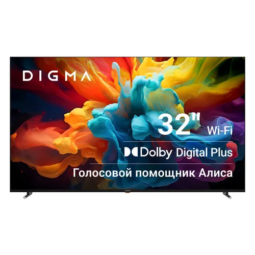 32" Телевизор Digma DM-LED32SBB32 HD, СМАРТ ТВ, YaOS, черный