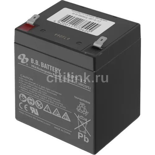 Аккумуляторная батарея BB BP 5-12 для ИБП, 12В, 5Ач