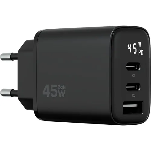 Сетевое зарядное устройство MAGSSORY ACH008, USB-A, 2xUSB-C, 45Вт, 3.25A, черный