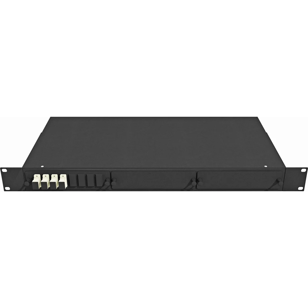 Укомплектованный многомодовый стоечный оптический кросс TopLan КРС-Top-1U-04SC/U-OM2-BK