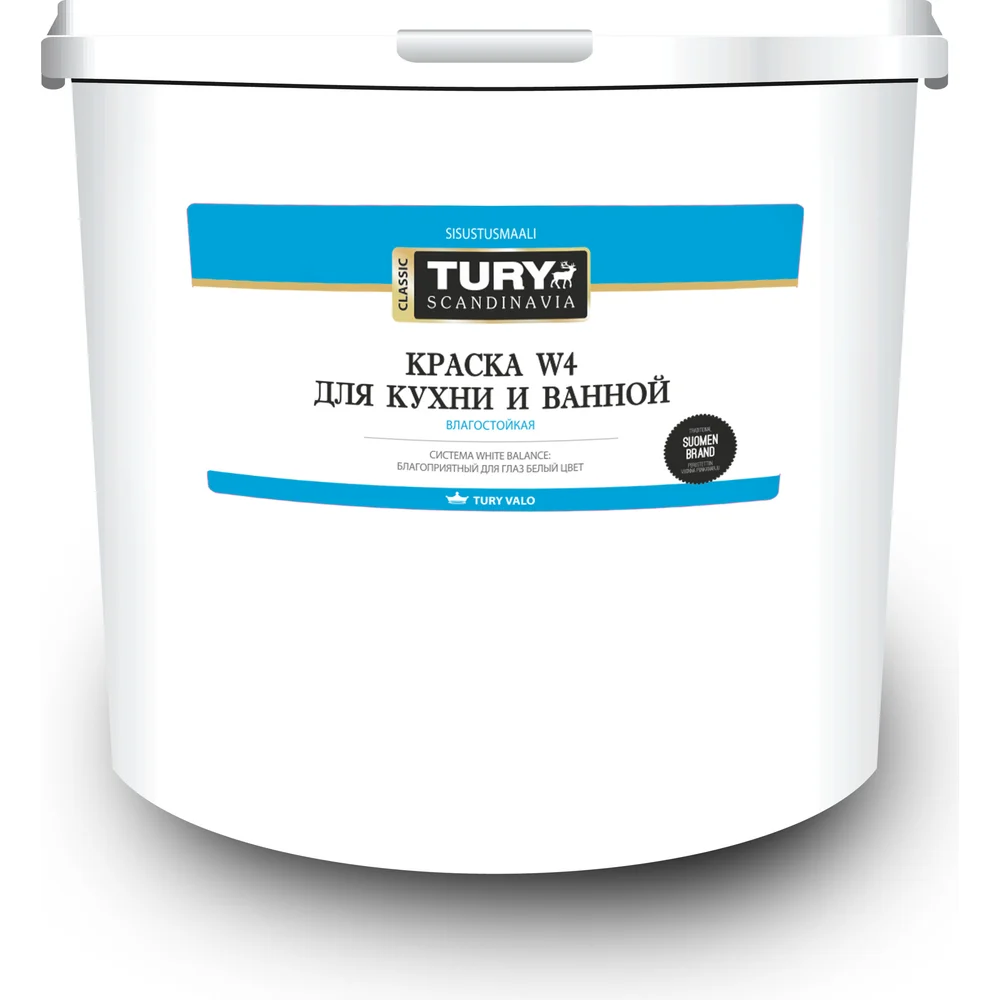 Влагостойкая водно-дисперсионная краска для кухни и ванной TURY W-4 2008487