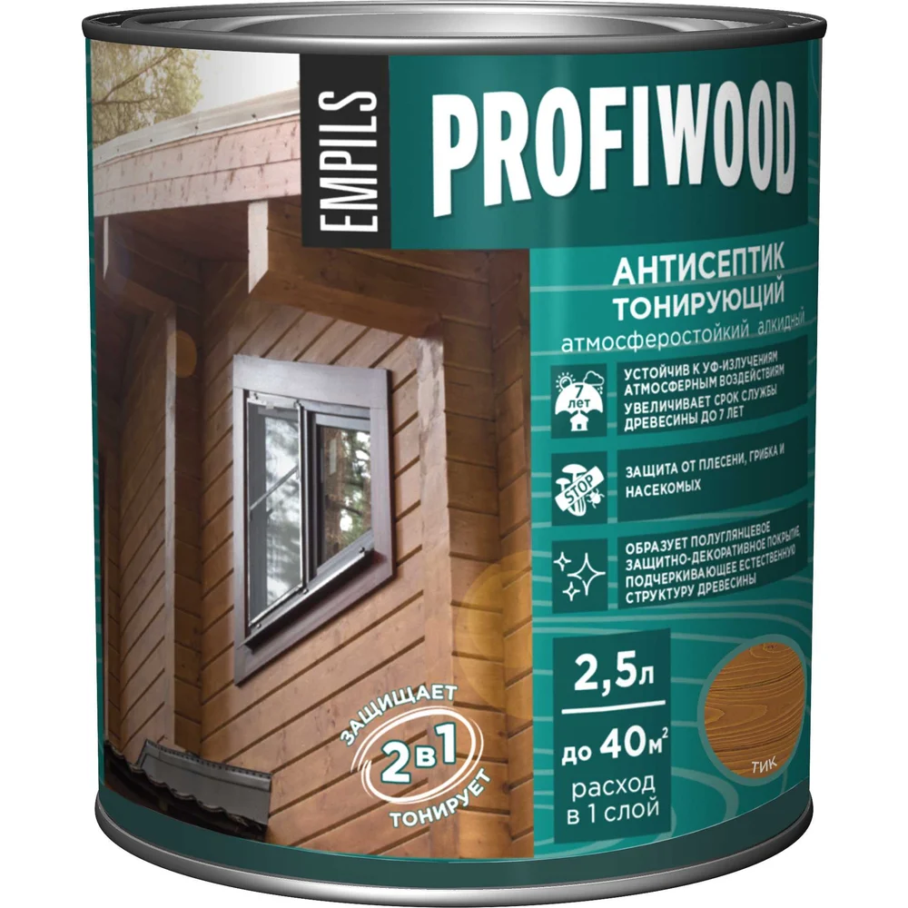 Тонирующий атмосферостойкий алкидный антисептик Profiwood 63864