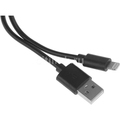Кабель BORASCO Lightning (m) - USB (m), 1м, 2A, черный [21971]