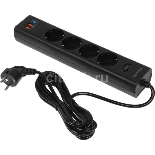 Сетевой фильтр Philips CHP8246BB/51, 3м, черный