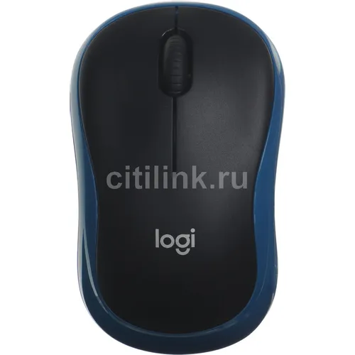 Мышь беспроводная Logitech M185, радио, оптическая, USB, 1000dpi, черный и синий [910-002632]