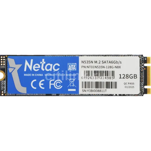 SSD накопитель NETAC N535N NT01N535N-128G-N8X 128ГБ, M.2 2280, SATA III, M.2