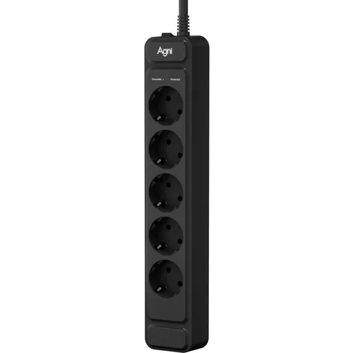 Сетевой фильтр AGNI TP-FS5E, 2м, черный [tp-fs5e-2m-black]