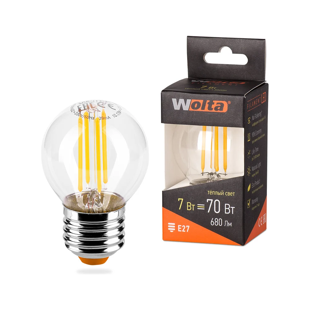 Лампа Wolta FILAMENT 25Y45GLFT7E27