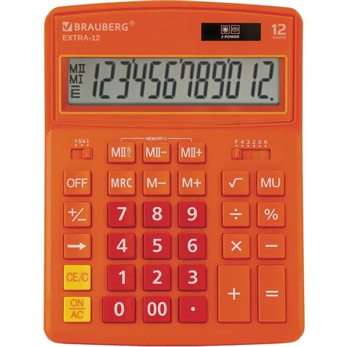 Калькулятор BRAUBERG Extra, 12-разрядный, оранжевый