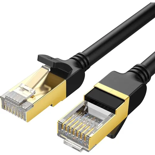 Патч-корд UGREEN NW107 литой (molded), FTP, кат.7, 3м, 4 пары, 28AWG, медь, многожильный, черный