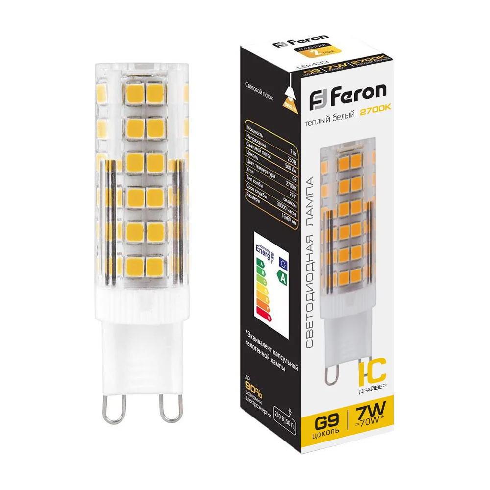 Светодиодная лампа FERON LB-433 7W 230V G9 2700K 25766