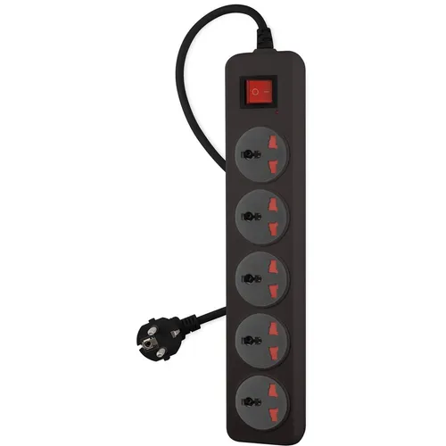 Сетевой фильтр Buro 500UNH-5-BG, 5м, черный/серый