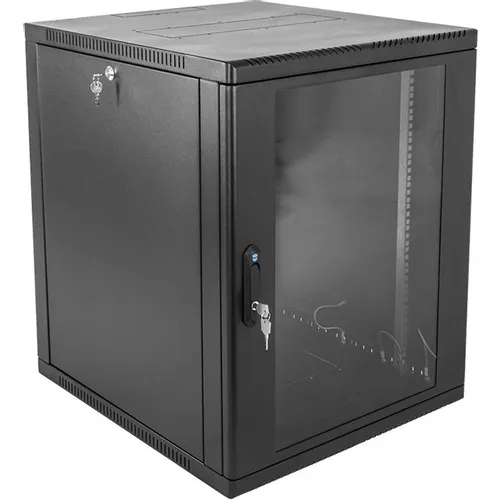 Шкаф коммутационный ЦМО ШРН-12.500-9005 настенный, стеклянная передняя дверь, 12U, 600x612x529 мм