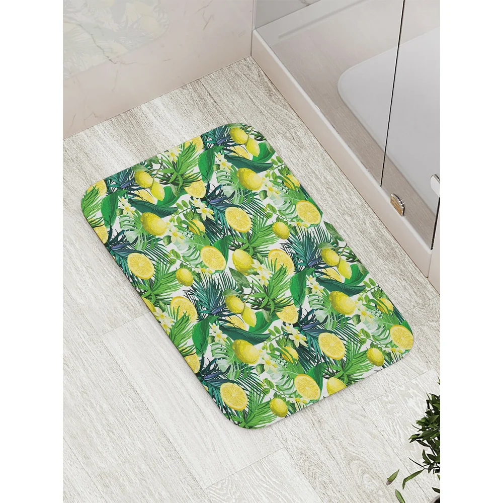 Противоскользящий коврик для ванной, сауны, бассейна JOYARTY Лимоны и тропики bath_31935