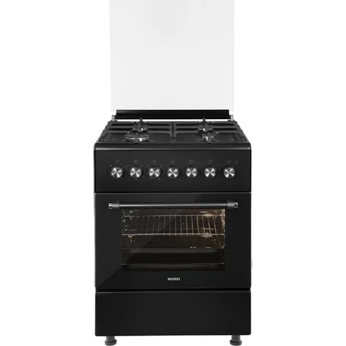 Газовая плита Nord GE 6064 B, электрическая духовка, стеклянная крышка, чугун, черный