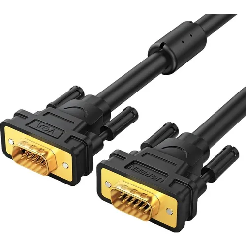 Кабель UGREEN VG101, VGA (m) (прямой) - VGA (m) (прямой), GOLD , ферритовый фильтр , 1м, черный [11673]