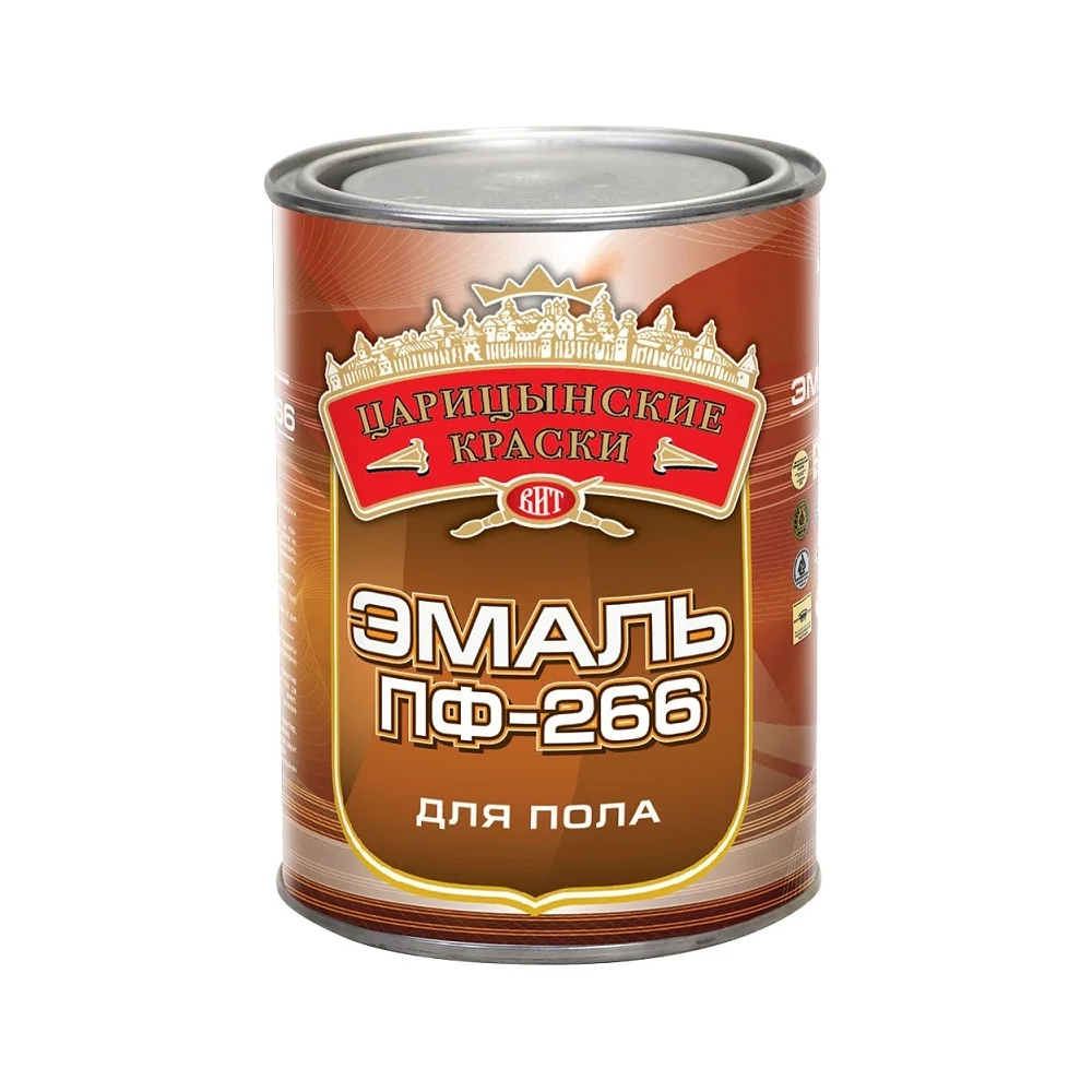 Эмаль для пола Царицынские краски ПФ 266, красно-коричневый, 0.8 кг 16324