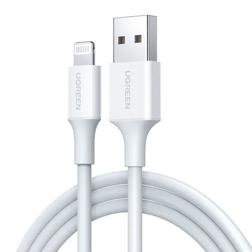 Кабель UGREEN US155, Lightning (m) - USB (m), 1м, MFI, 2.4A, белый [20728_]