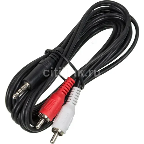 Кабель-переходник аудио HAMA H-30455, 2хRCA (m) - Jack 3.5 (m), 2м, черный [00030455]