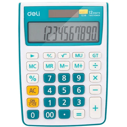 Калькулятор Deli E1238/BLUE, 12-разрядный, синий