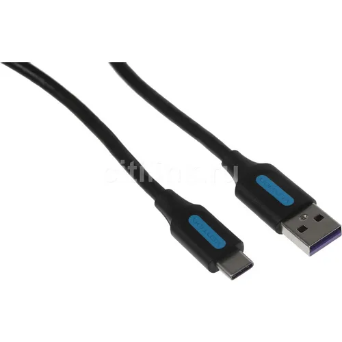 Кабель VENTION CORBF, USB Type-C (m) (прямой) - USB 2.0 A (m) (прямой), круглое, 1м, пакет, черный