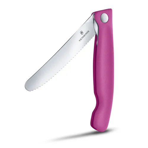 Нож кухонный Victorinox Swiss Classic, для овощей, 110мм, заточка серрейтор, стальной, розовый [6.7836.f5b]