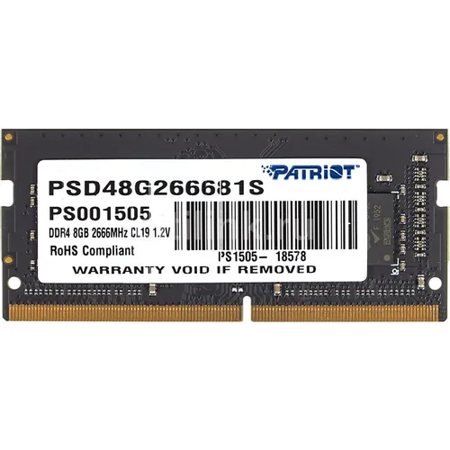 Оперативная память Patriot Signature PSD48G266681S DDR4 - 1x 8ГБ 2666МГц, для ноутбуков (SO-DIMM), Ret