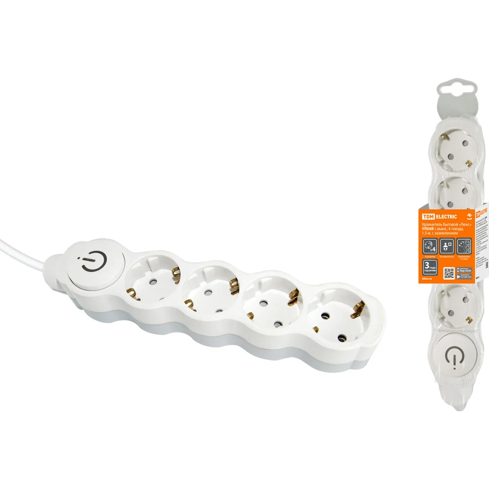 Бытовой удлинитель TDM ELECTRIC Люкс УЛ04В SQ1303-0133