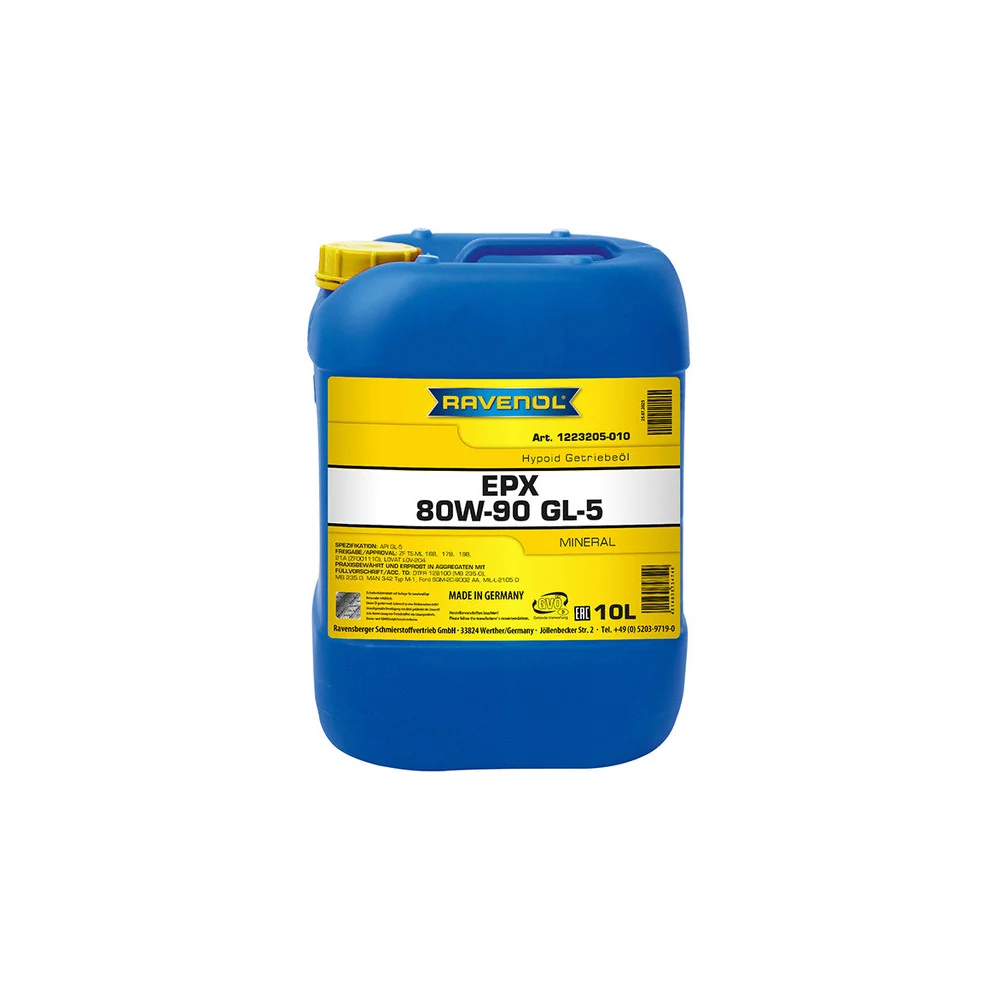 Трансмиссионное масло RAVENOL Getriebeoel EPX SAE 80W-90, GL-5, 10 л 1223205-010-01-999
