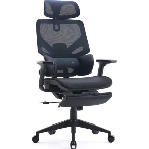 Кресло Cactus CS-CHR-MC01, сетка/ткань, до 120кг, регулируемые 2D подлокотники, черный/синий