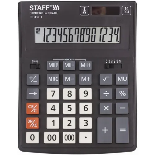 Калькулятор STAFF STF-333, 14-разрядный, черный