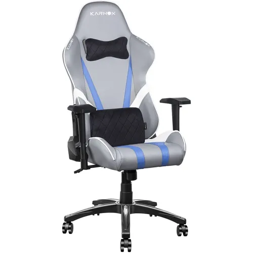 Кресло игровое KARNOX Hero Lava Edition, искусственная кожа, до 90кг, регулируемые 1D подлокотники, серо-синий