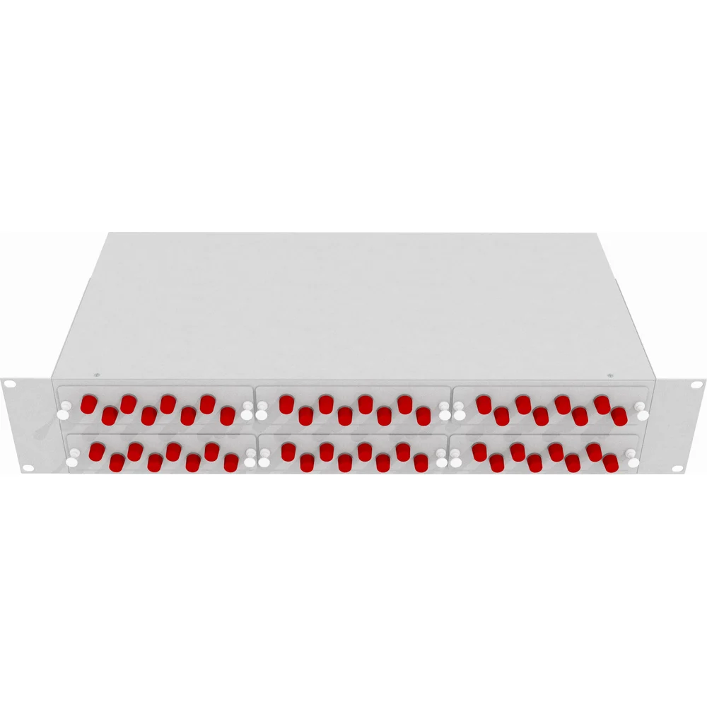 Укомплектованный одномодовый стоечный оптический кросс TopLan КРС-Top-2U-48FC/U-OS2-GY