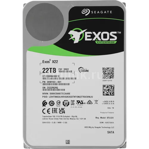 Жесткий диск Seagate Exos X22 ST22000NM001E, 22ТБ, HDD, SATA III, 3.5"