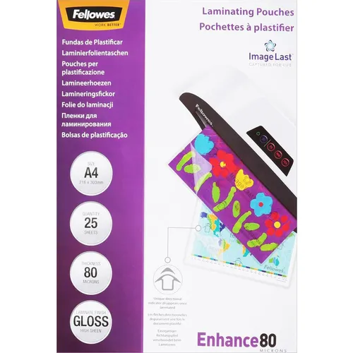 Пленка для ламинирования Fellowes CRC-53962, 80мкм, 216х303 мм, 25шт., глянцевая, A4