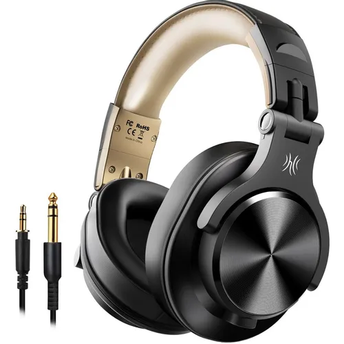 Наушники ONEODIO A70, Bluetooth/3.5 мм, мониторные, черный/золотистый